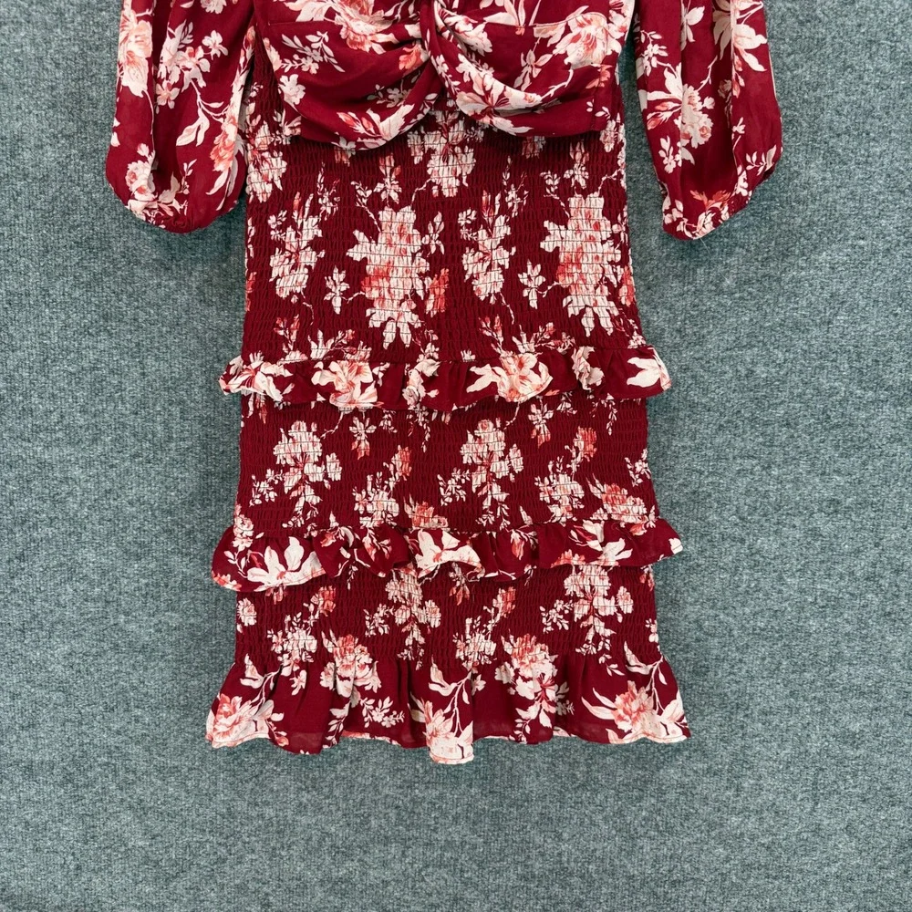 Abercrombie &‎ Fitch 2 Piece Set Women XSP Red Floral Midi Skirt Crop Top Boho